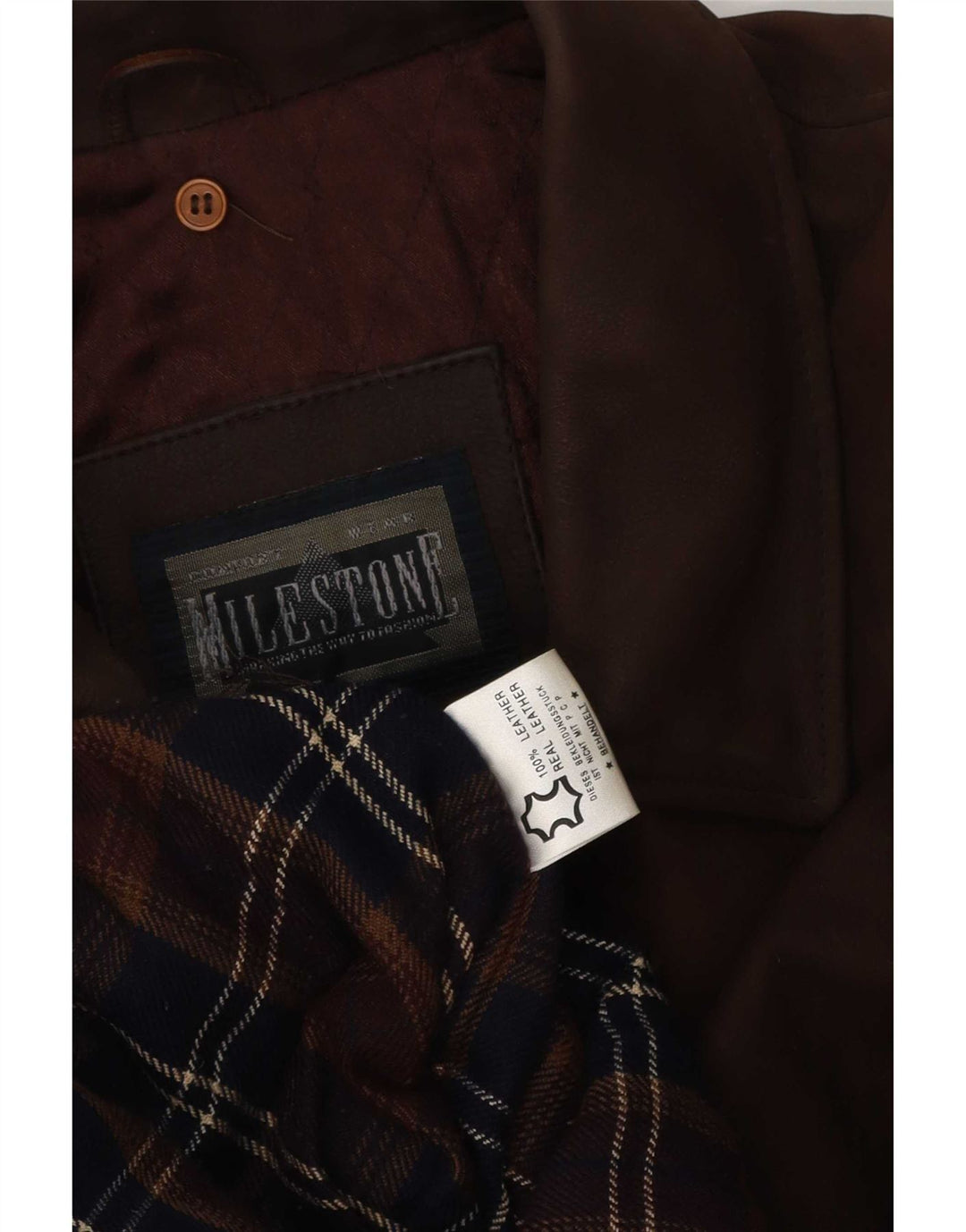 Milestone Chaqueta de cuero para hombre UK 40 Large Brown