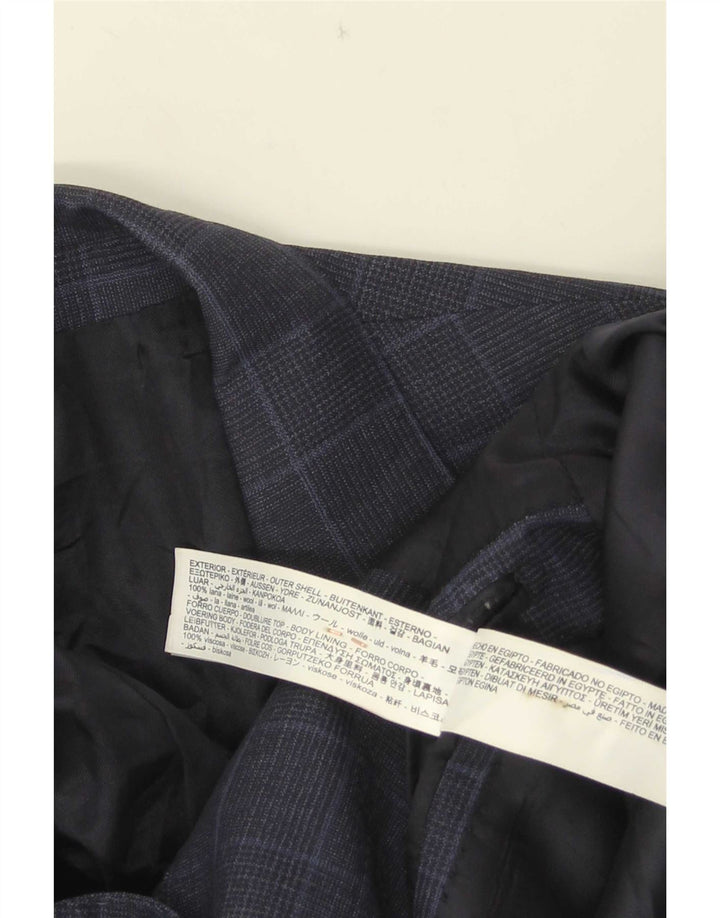 Massimo Dutti Chaqueta Blazer De 2 Botones Para Hombre EU 40 Mediana Lana A Cuadros Azul Marino