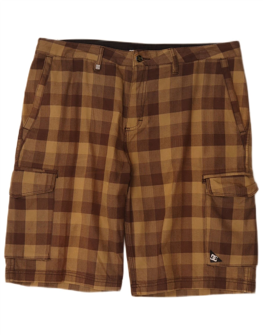 Pantalones cortos tipo cargo DC para hombre W34 Algodón a cuadros marrón grande
