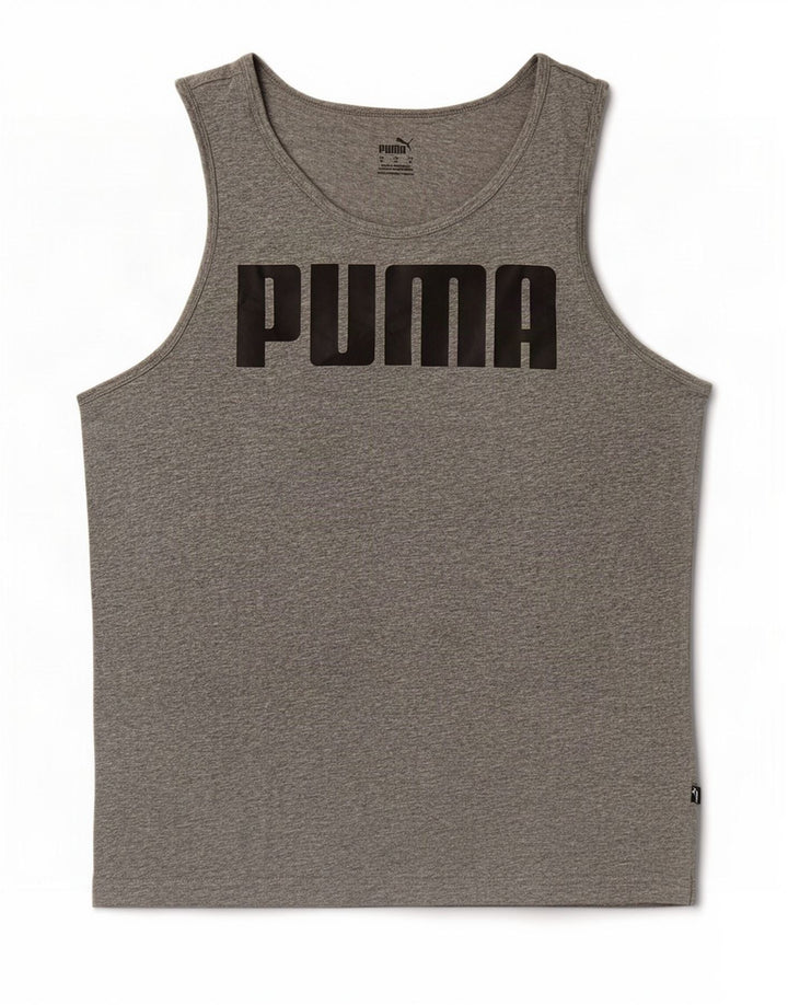 Puma Camiseta sin mangas estampada de algodón moteado en gris medio para hombre