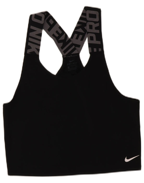 Nike Mujer Dri Fit Sport Bra Graphic Chaleco Top UK 14 Mediano Negro Poliéster