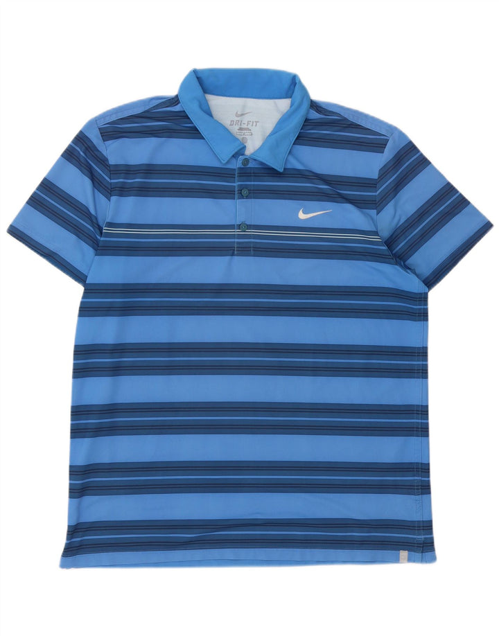 Nike Polo Dri Fit para hombre poliéster a rayas azules grandes