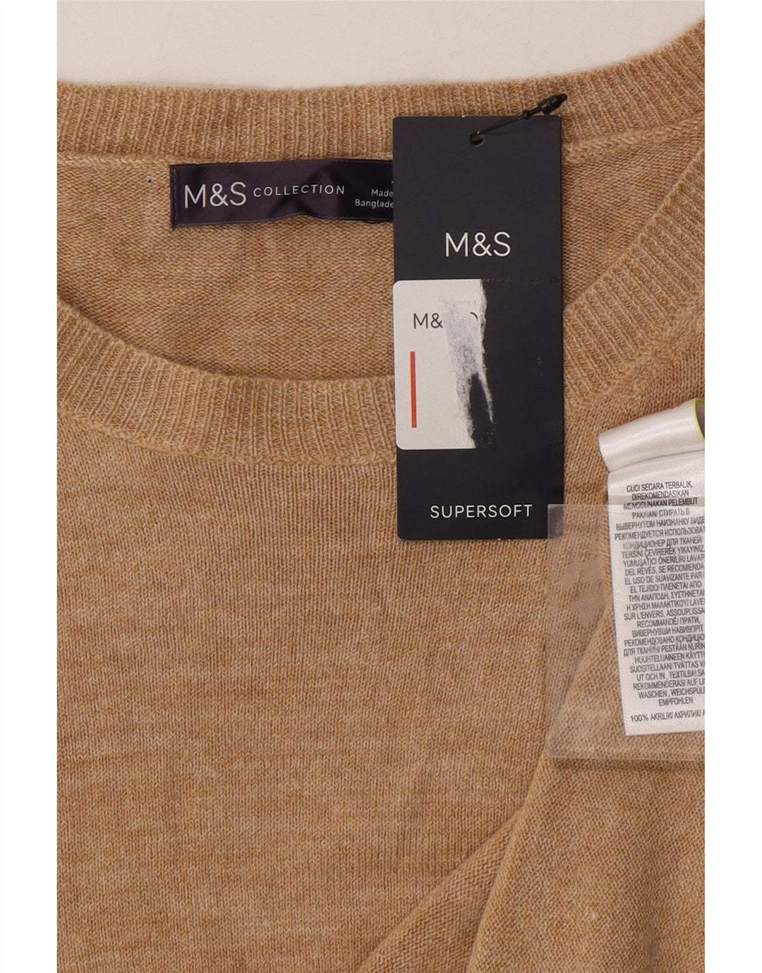 MARKS & SPENCER Jersey de cuello redondo para mujer UK 22 3XL Acrílico beige