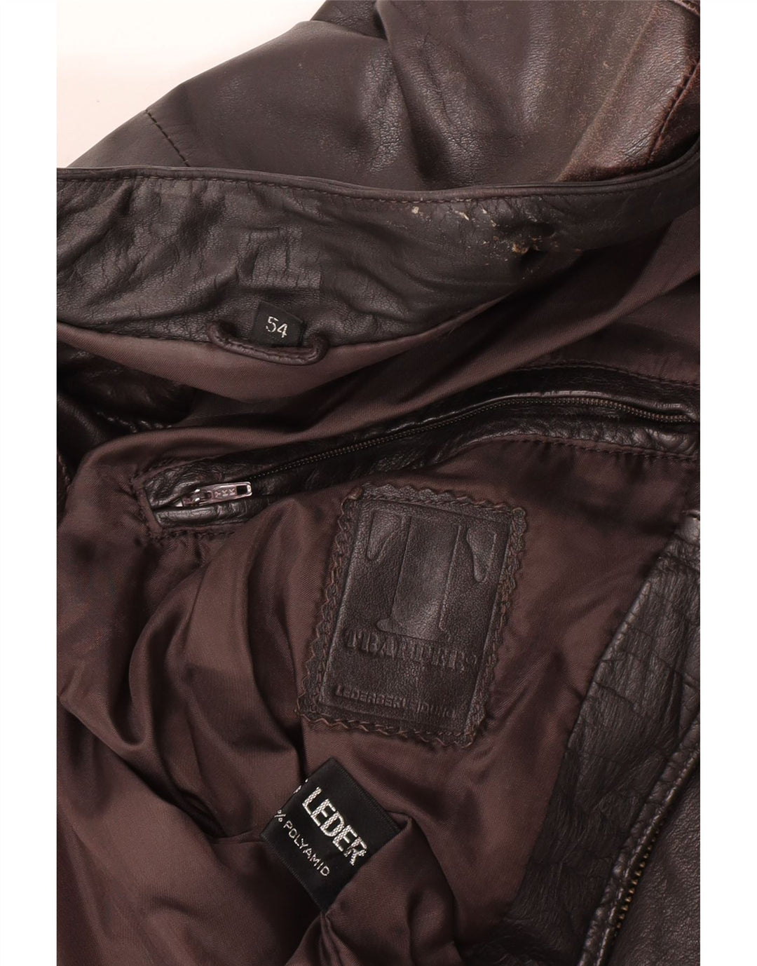 Trapper Chaqueta de cuero para hombre IT 54 2XL Cuero marrón