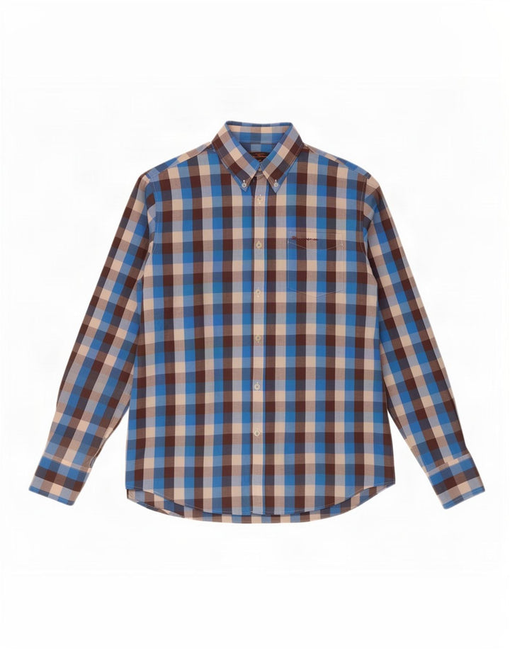 Ben Sherman Camisa para hombre XL Algodón a cuadros azul