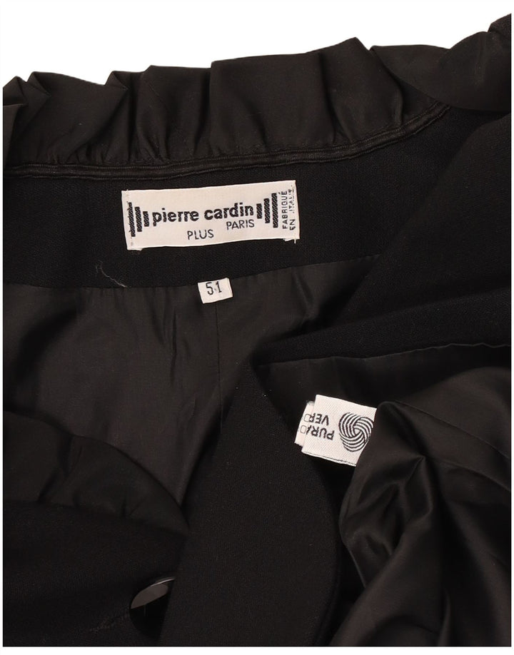 Pierre Cardin Chaqueta Blazer de 3 Botones para Mujer IT 51 XL Lana Virgen Negra