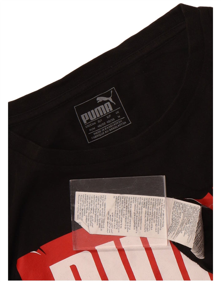 Puma Camiseta gráfica para hombre Top Medium Black Cotton