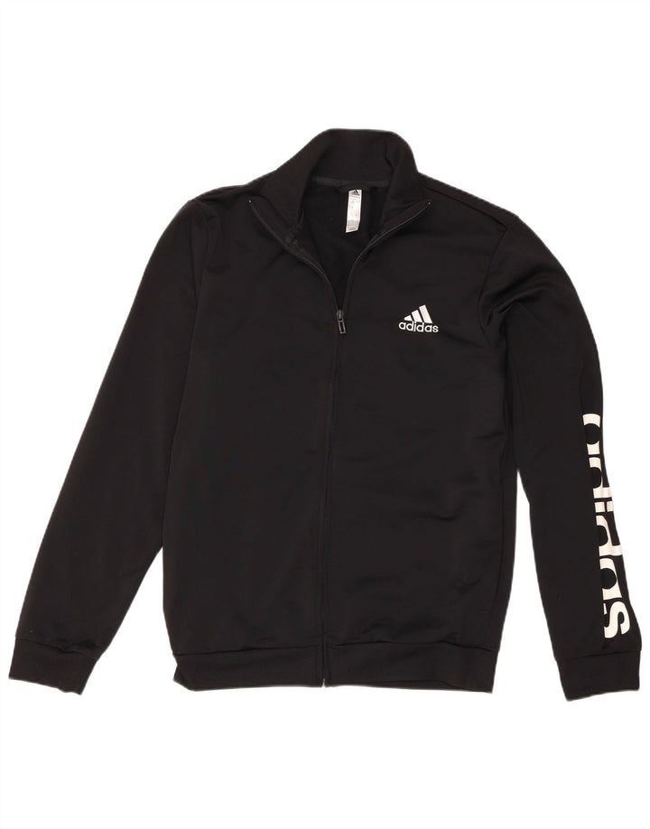 Adidas Mens Graphic Chándal Top Chaqueta UK 38/40 Mediano Negro Poliéster