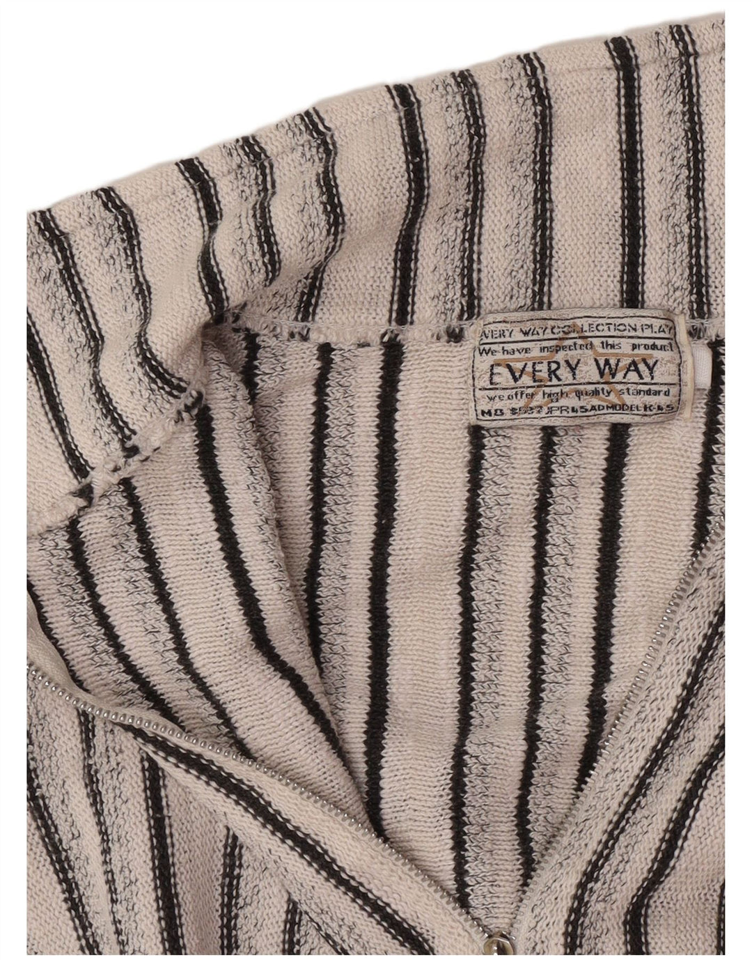 Vintage hombres polo cuello jersey suéter medio blanco rayas