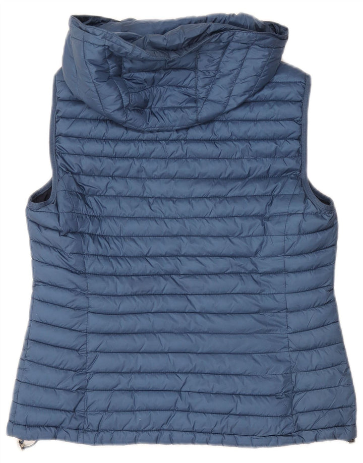 Massimo Dutti Chaleco Acolchado Con Capucha Mujer UK 42 Azul Medio Poliéster