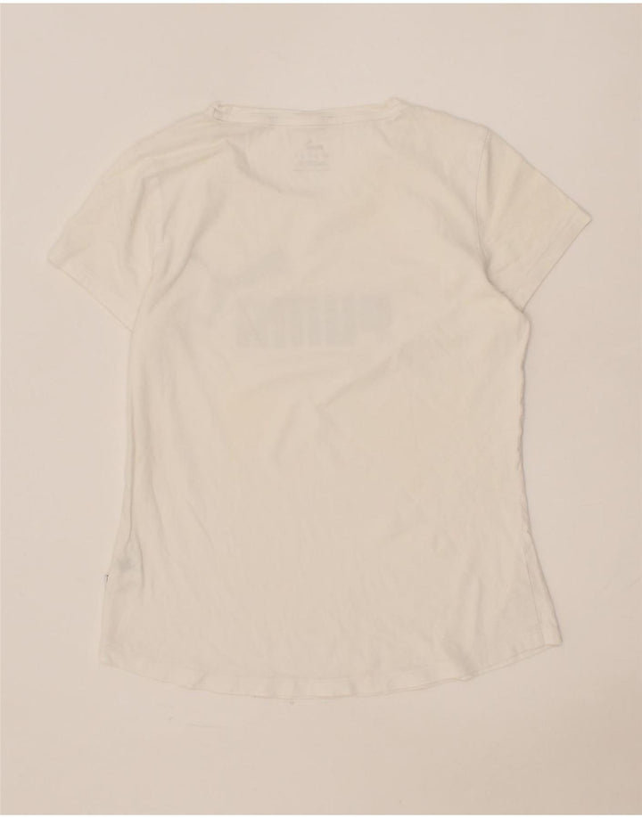PUMA Womens Graphic T-Shirt Top UK 12 Medium White Cotton Vintage Puma and Second-Hand Puma from Messina Hembry 