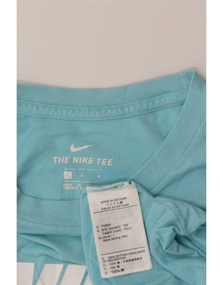 Camiseta Nike Hombre Top Grande Azul Algodón