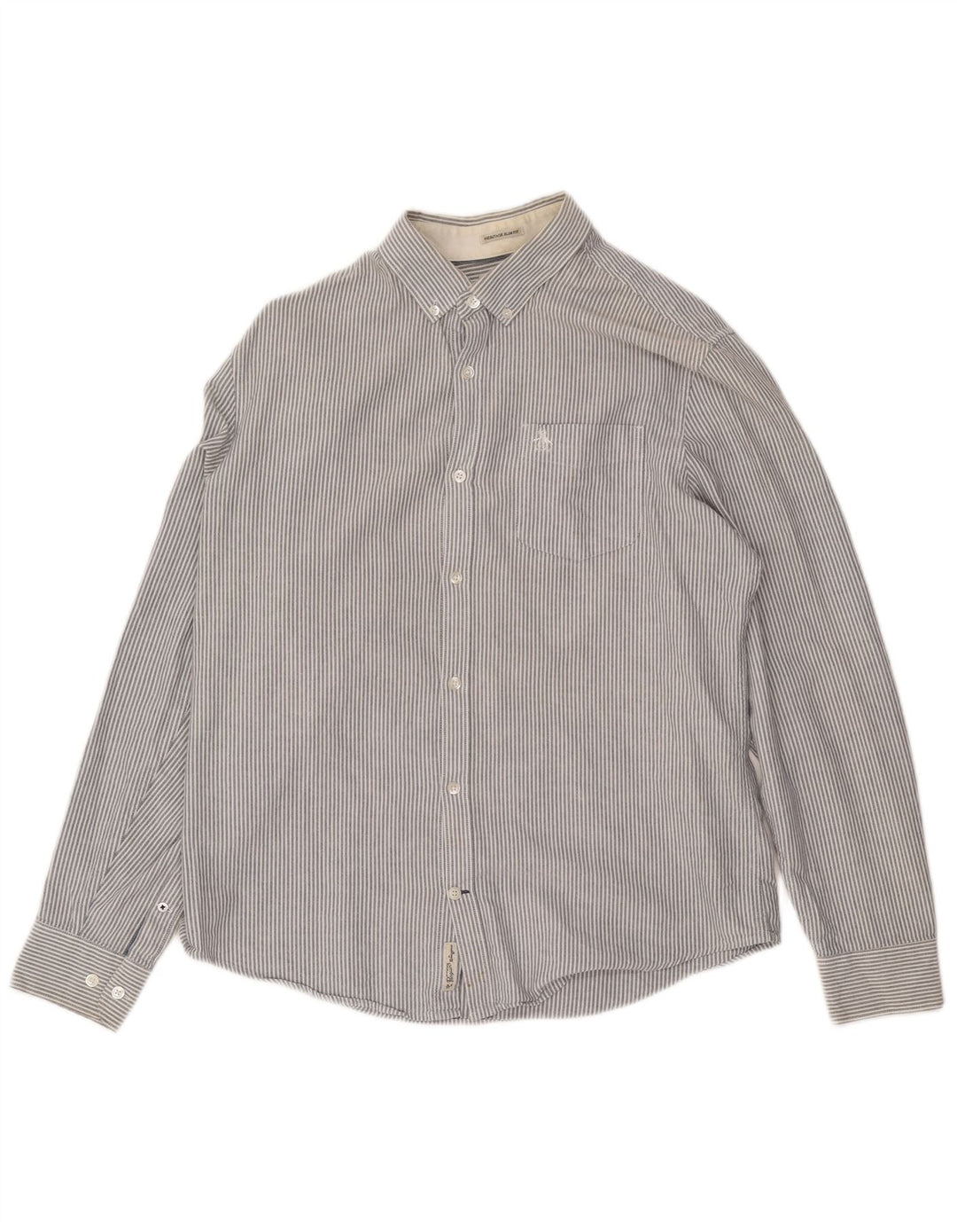 Camisa Penguin Heritage Slim Fit para hombre, talla grande, gris, a rayas