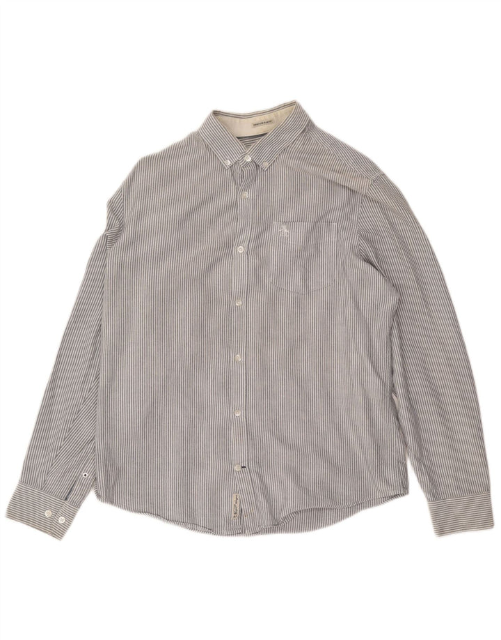 Camisa Penguin Heritage Slim Fit para hombre, talla grande, gris, a rayas