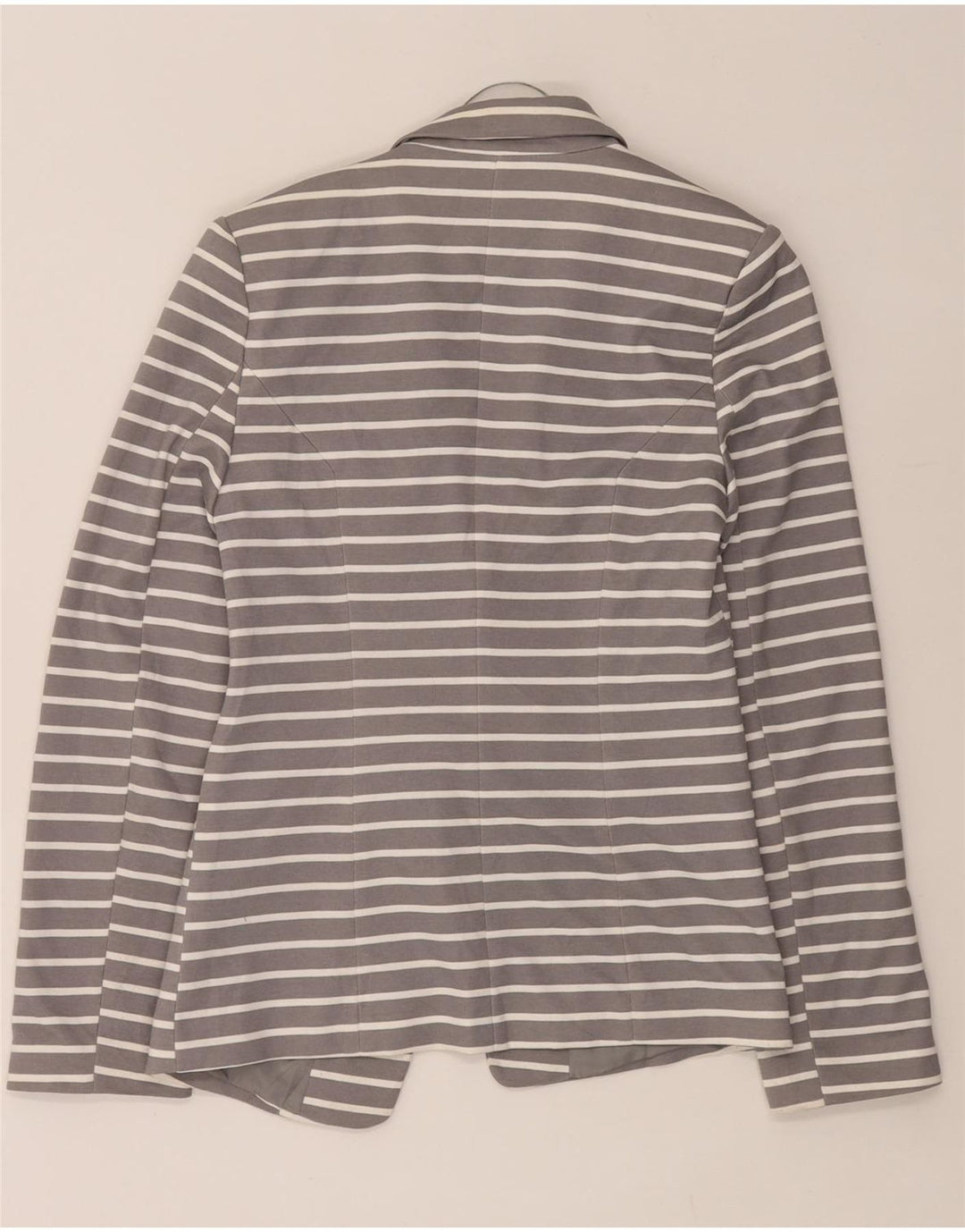 Oasis Chaqueta tipo blazer abierta para mujer UK 8 Small Gris Poliéster a rayas