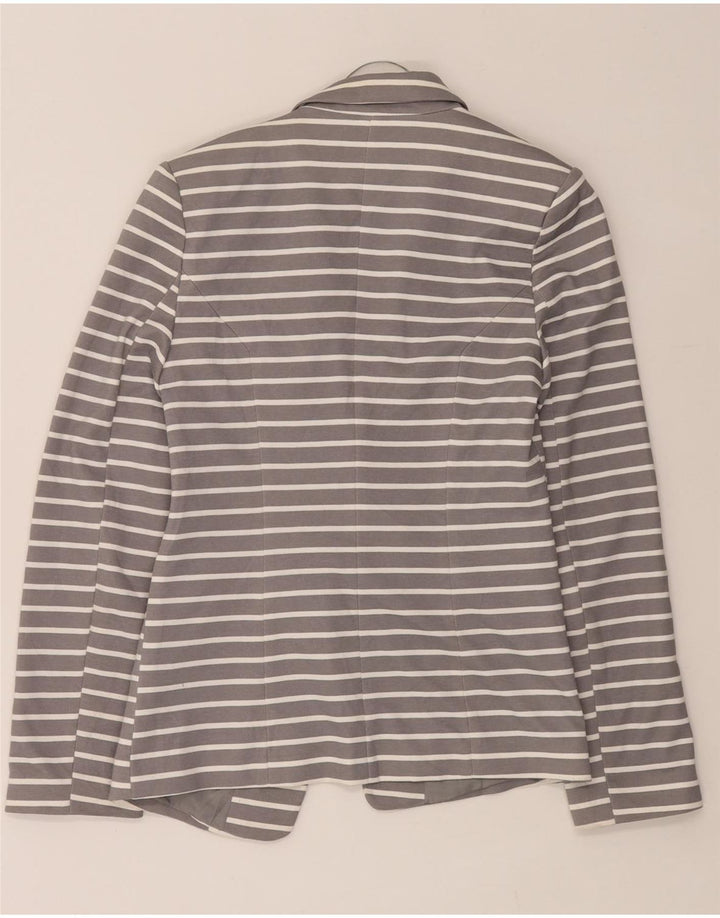 Oasis Chaqueta tipo blazer abierta para mujer UK 8 Small Gris Poliéster a rayas