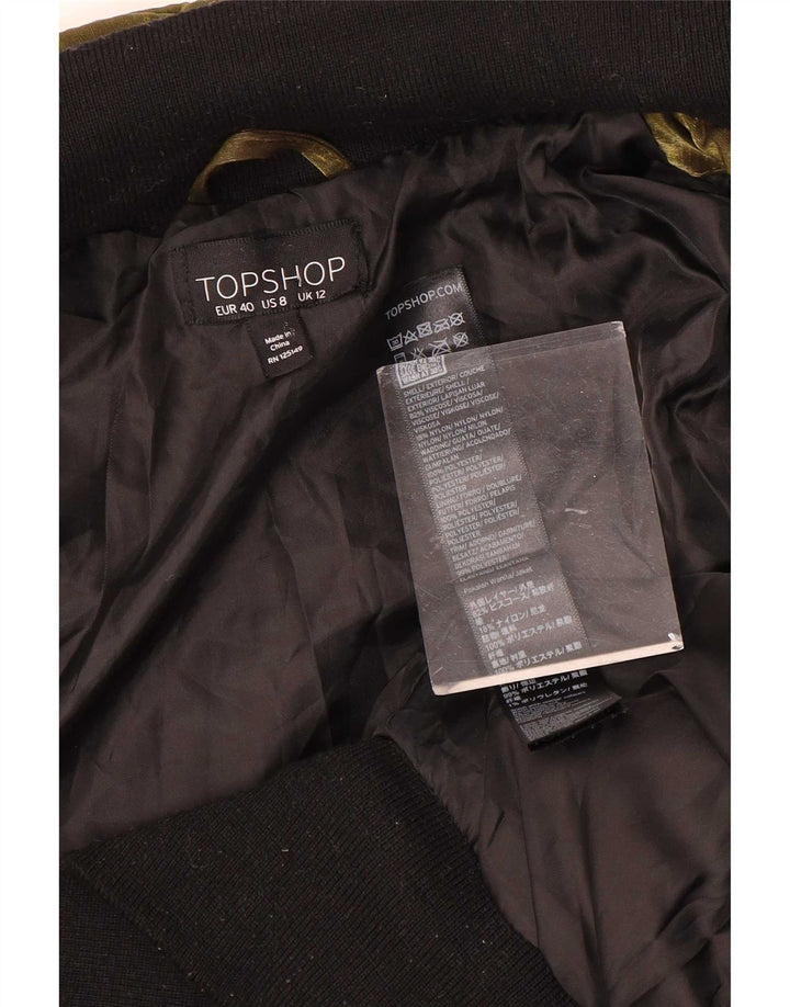 Topshop Chaqueta bomber de terciopelo para mujer UK 12 Poliéster dorado mediano