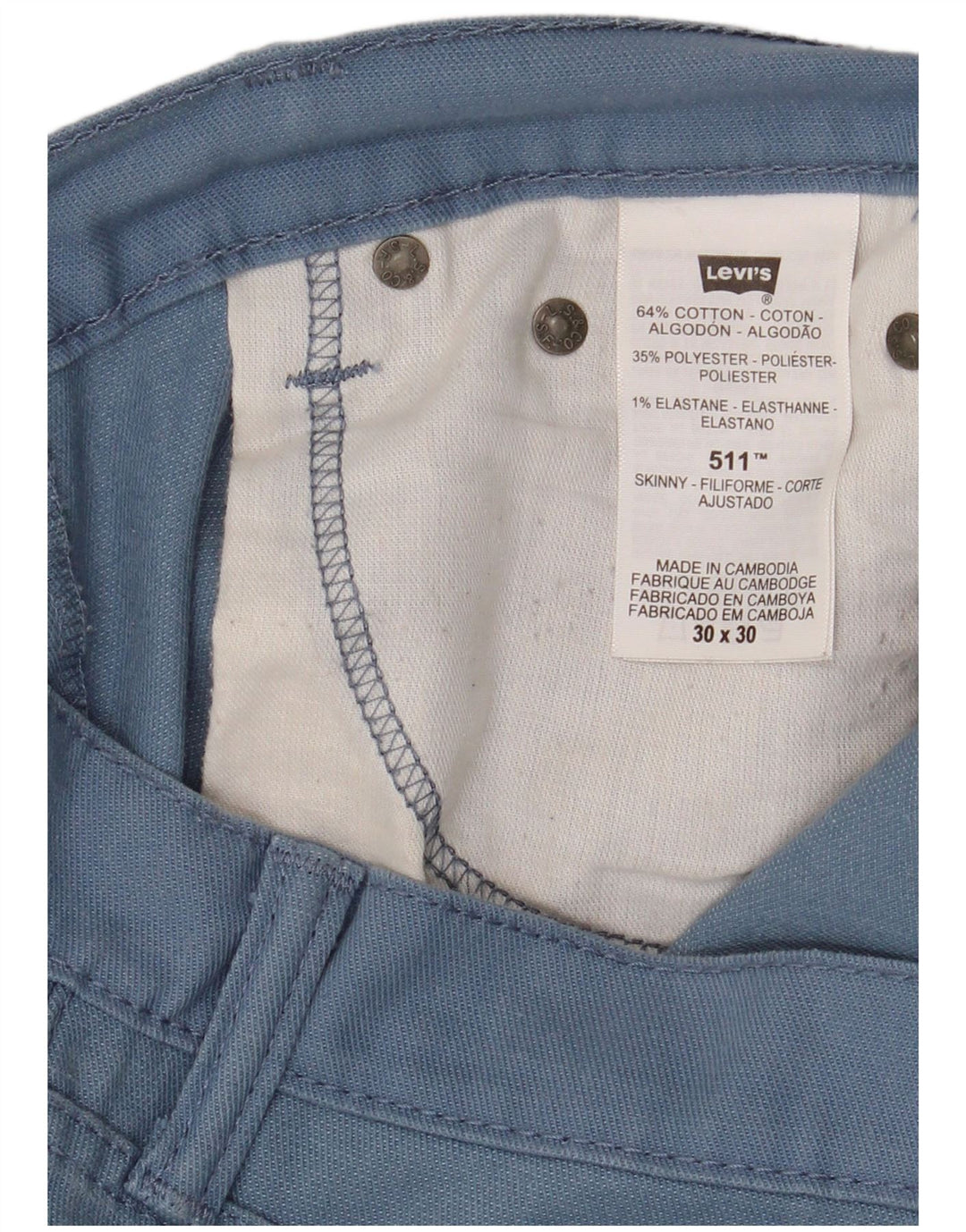Levi's Mens 511 Slim Casual Pantalones W30 L30 Algodón Azul