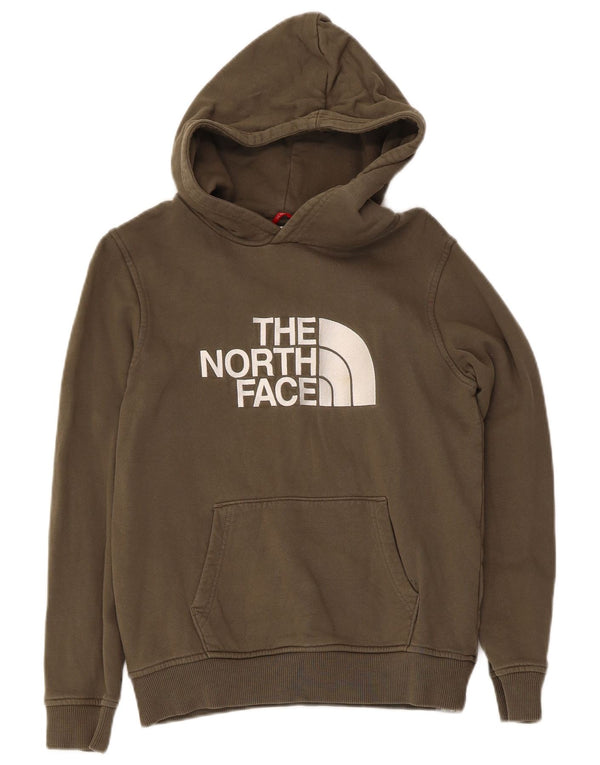 The North Face Boys Graphic Hoodie Jumper 11-12 Years Large Khaki Cotton