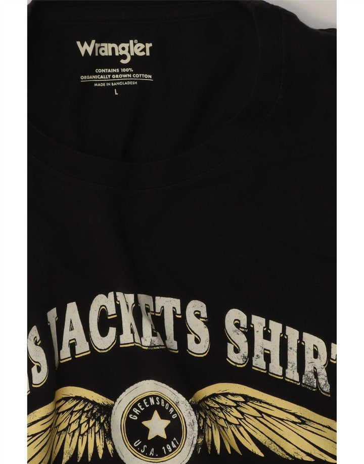 Wrangler - Camiseta gráfica para hombre, talla grande, algodón negro