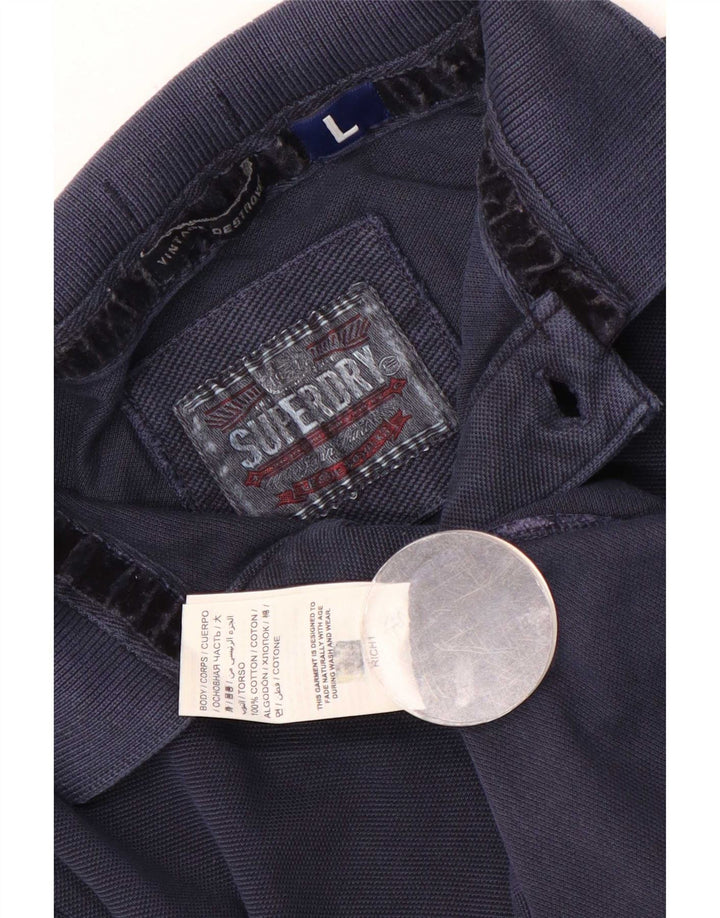Superdry Polo para hombre de algodón azul marino grande