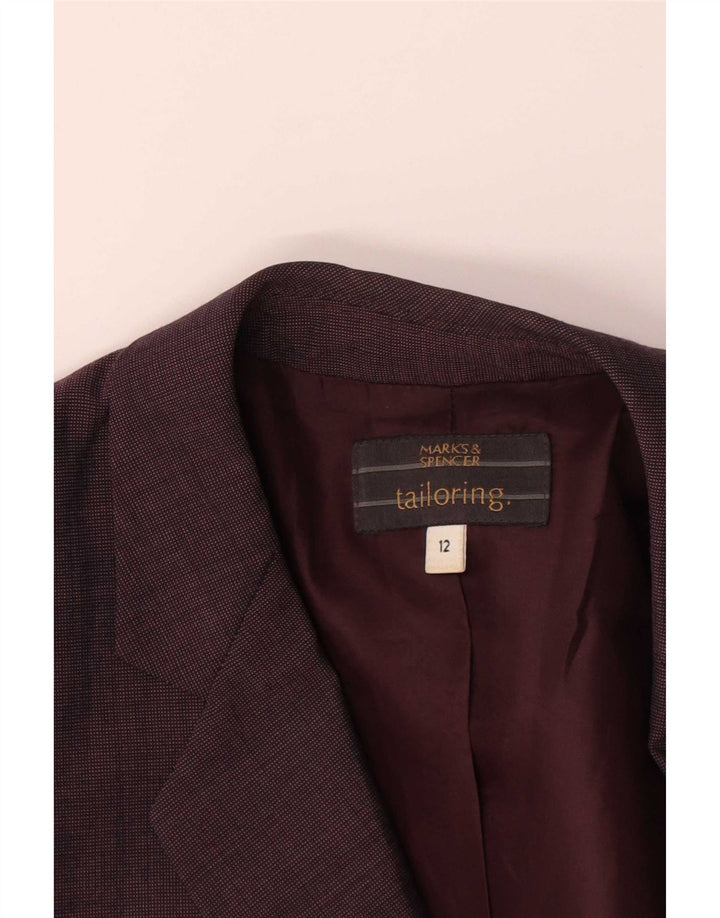 Marks & Spencer Chaqueta tipo blazer larga con 1 botón para mujer, talla 40, color granate mediano