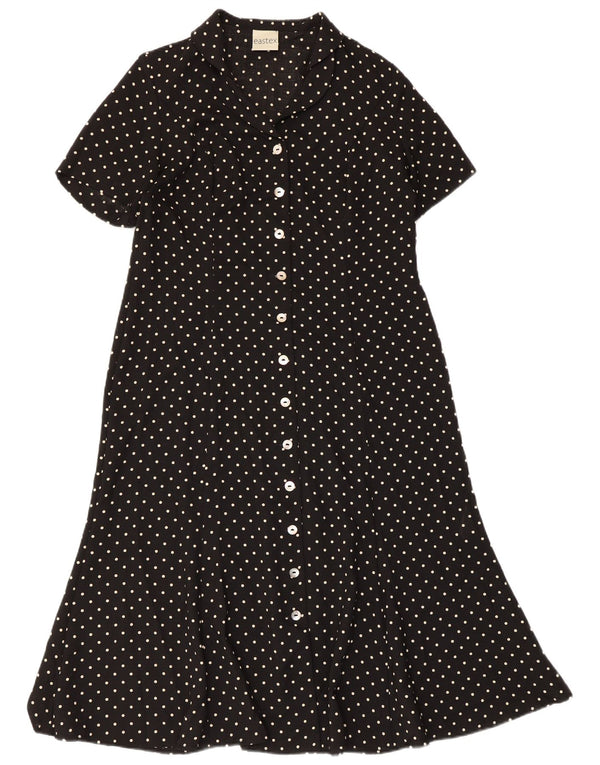 Eastex Vestido camisero de manga corta para mujer UK 40 Mediano Lunares negros