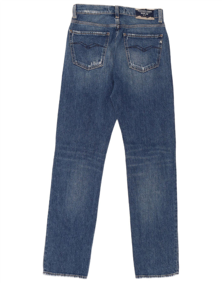 Vaqueros rectos desgastados para mujer Replay W25 L30 Algodón azul