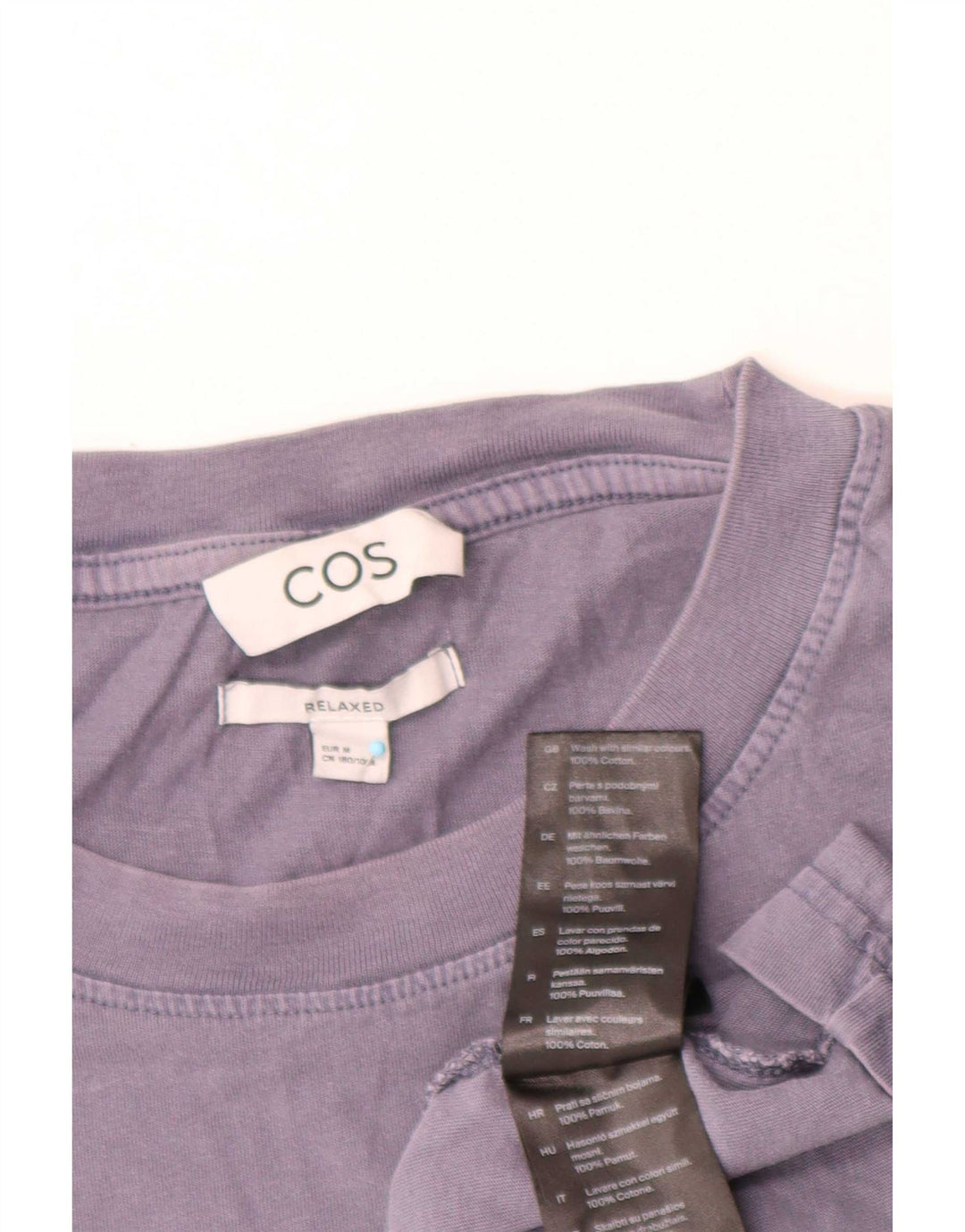Cos - Camiseta de corte relajado para hombre, talla mediana, algodón azul marino
