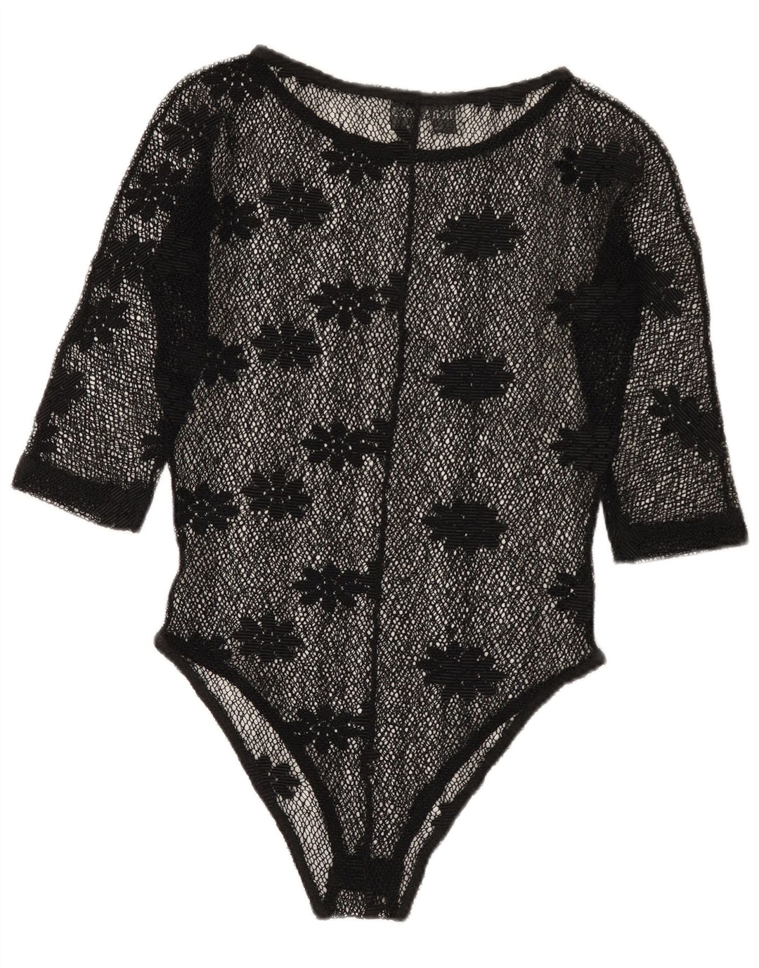 Vintage mujer ver a través de encaje body IT 42 medio negro floral