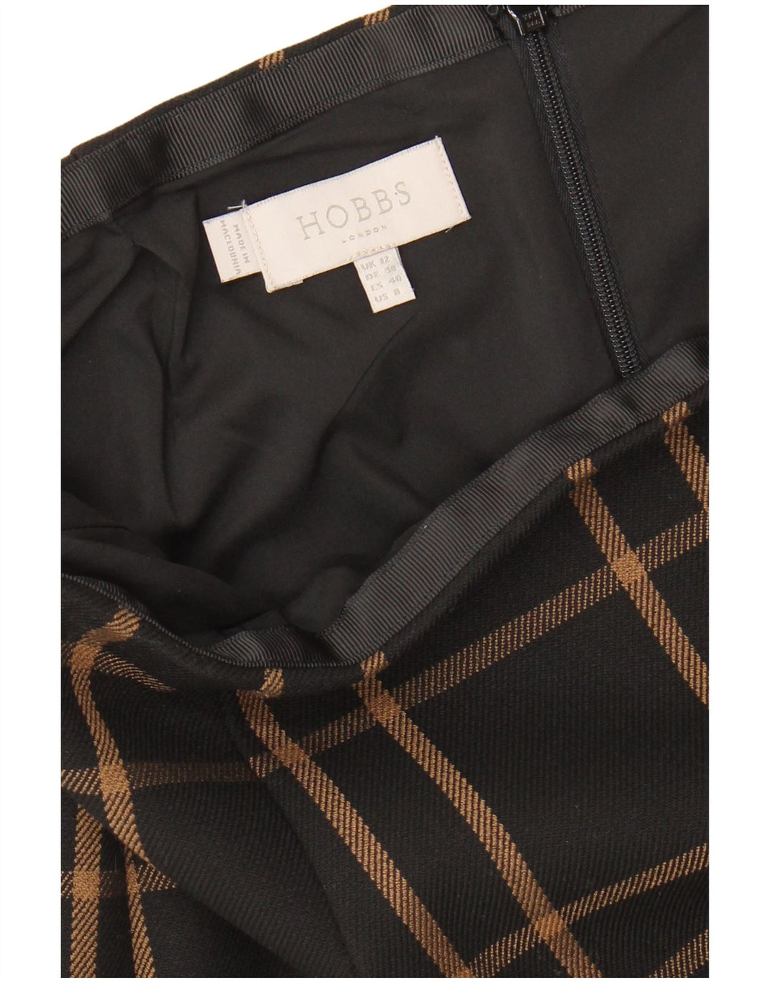 HOBBS Falda recta para mujer UK 12 Medium W30 Black Plaid