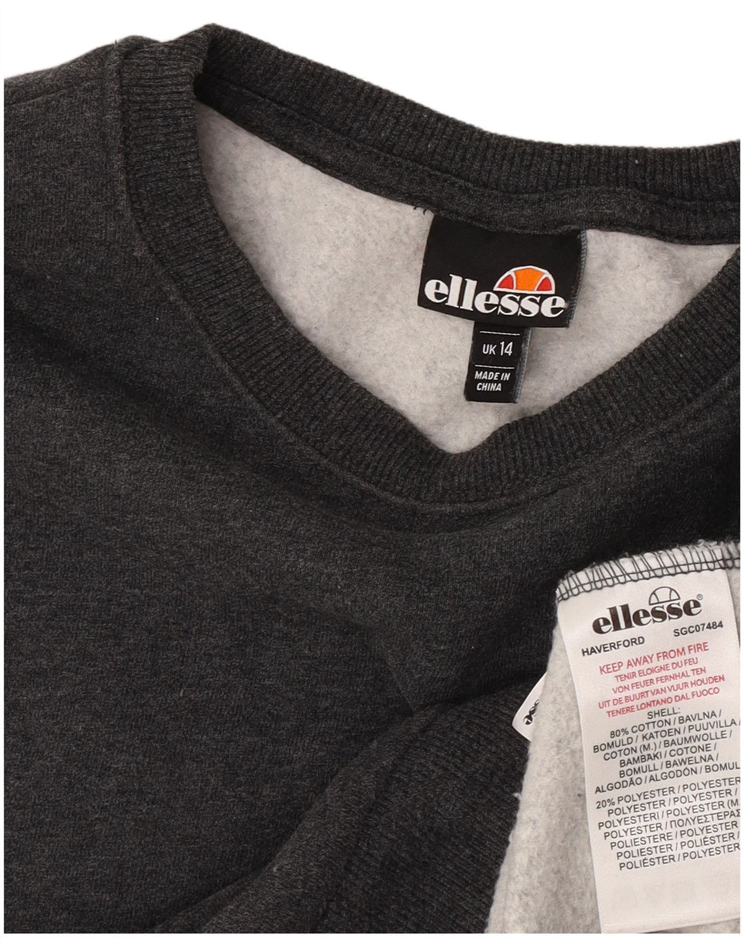 Ellesse - Sudadera para mujer, talla 40, talla grande, algodón gris