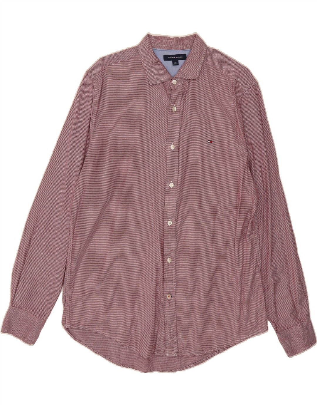 TOMMY HILFIGER Mens Shirt Large Red Houndstooth Vintage Tommy Hilfiger and Second-Hand Tommy Hilfiger from Messina Hembry 