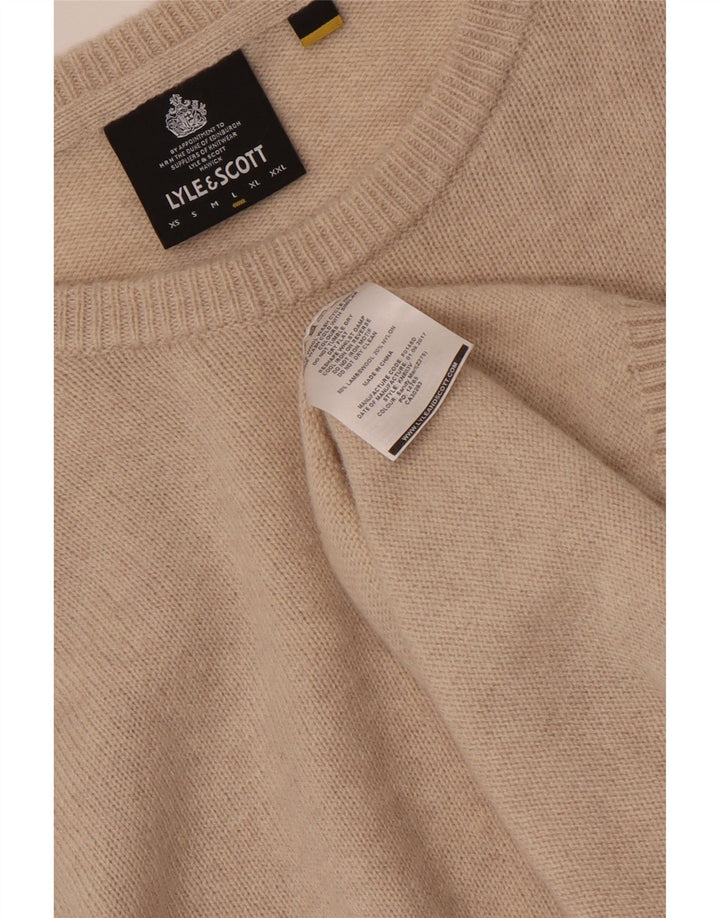 LYLE & SCOTT Jersey con cuello barco para hombre, talla grande, lana beige