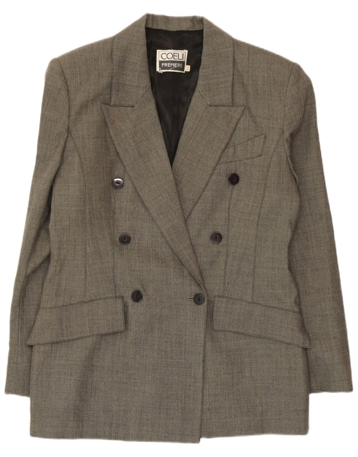 Vintage mujer chaqueta blazer de doble pecho IT 44 lana gris medio