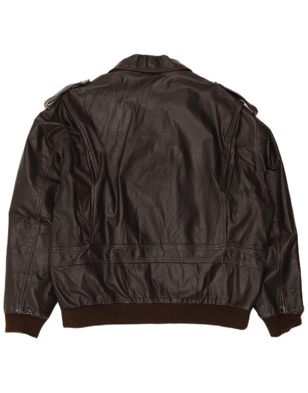 Chaqueta de cuero militar vintage para hombre IT 56 3XL Marrón