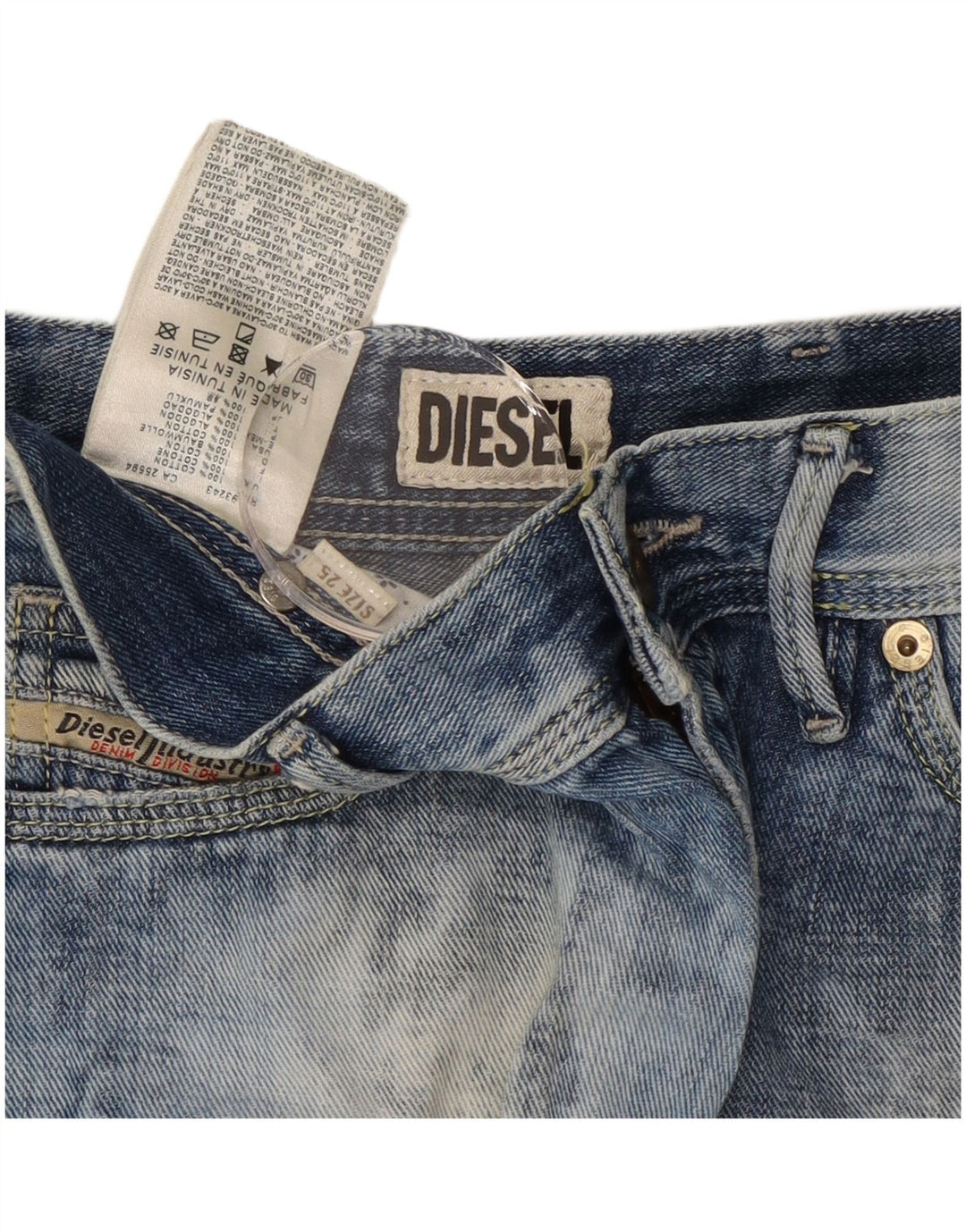 DIESEL Pantalones cortos vaqueros con lavado ácido para mujer W25 XS Algodón azul