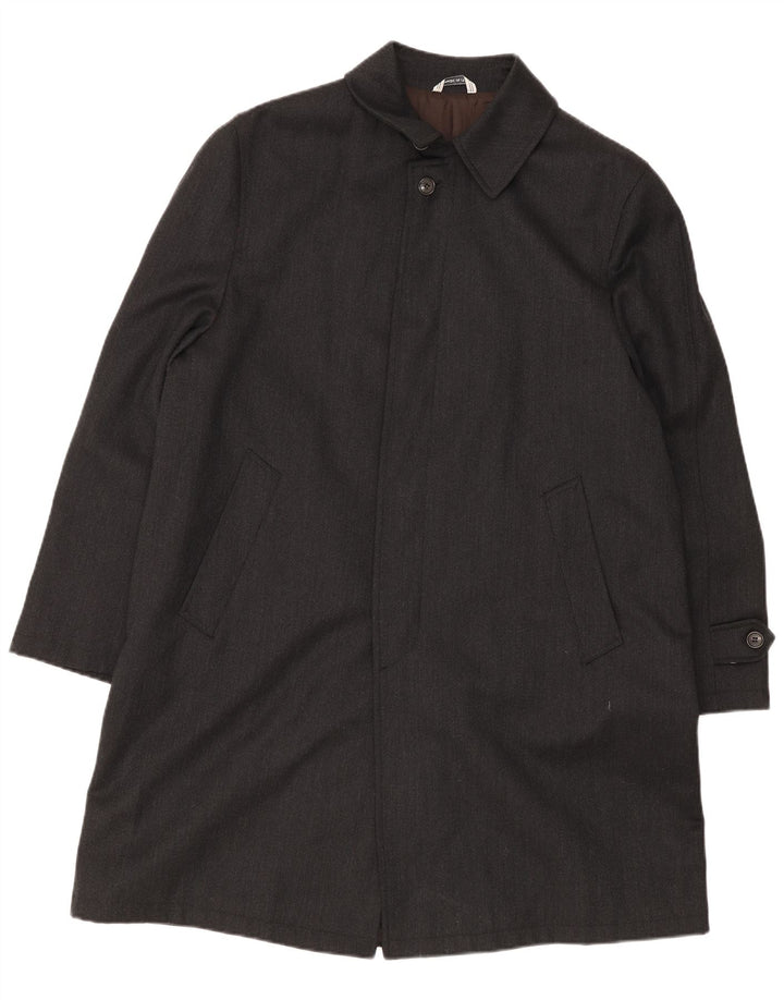 Abrigo vintage para hombre Reino Unido 40 Lana virgen negra grande