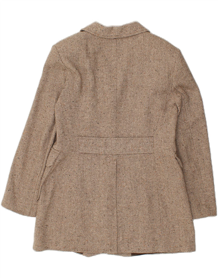 JACQUELINE DE YONG Womens Overcoat IT 42 Medium Beige Herringbone Acrylic Vintage Jacqueline De Yong and Second-Hand Jacqueline De Yong from Messina Hembry 
