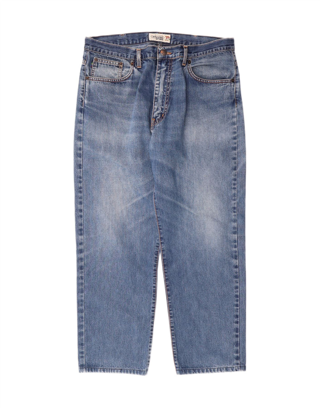 MISSONI SPORT Vaqueros recortados cónicos para hombre IT 52 XL W36 L26 Algodón azul