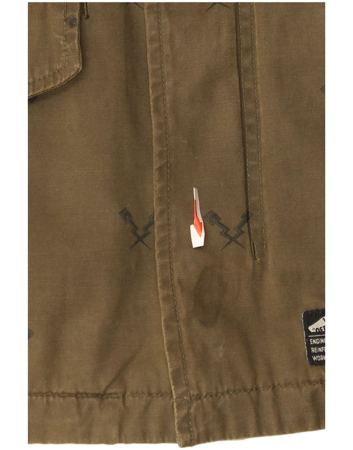 Vans Chaqueta utilitaria con capucha para hombre UK 38 Medium Khaki Geométrico