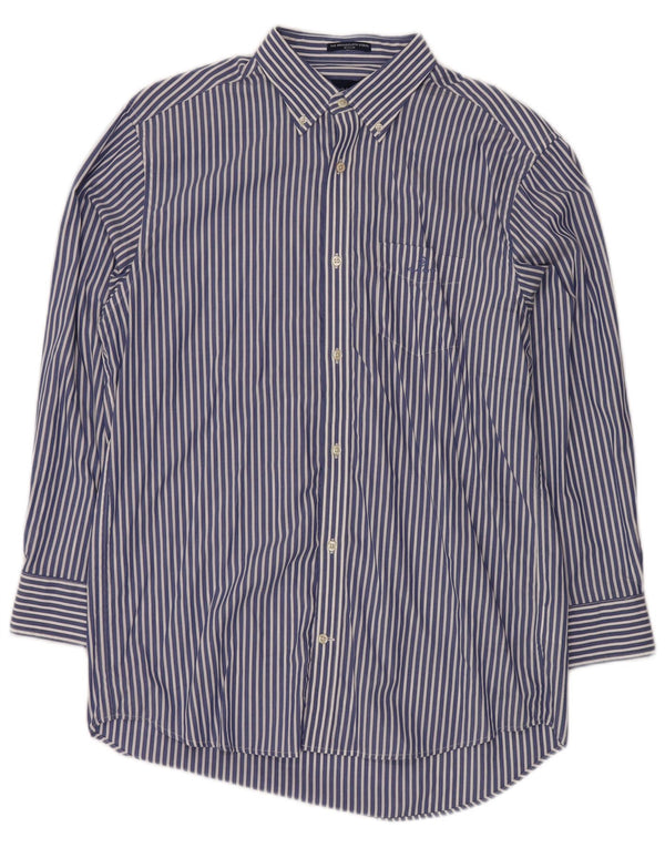 GANT Camisa de corte regular para hombre, talla 41/42 16 1/2 grande, algodón a rayas azules