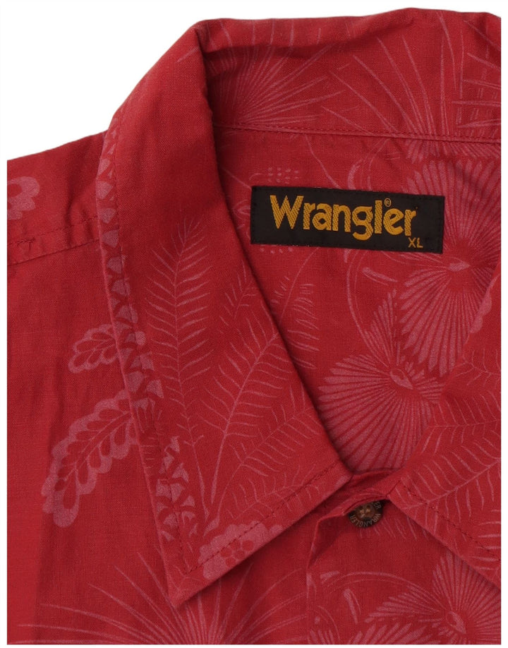 Wrangler Camisa Manga Corta Hombre XL Algodón Floral Rojo