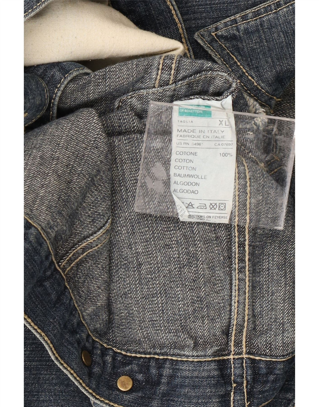 BENETTON Chaqueta Vaquera Mujer ES 40 XL Algodón Azul