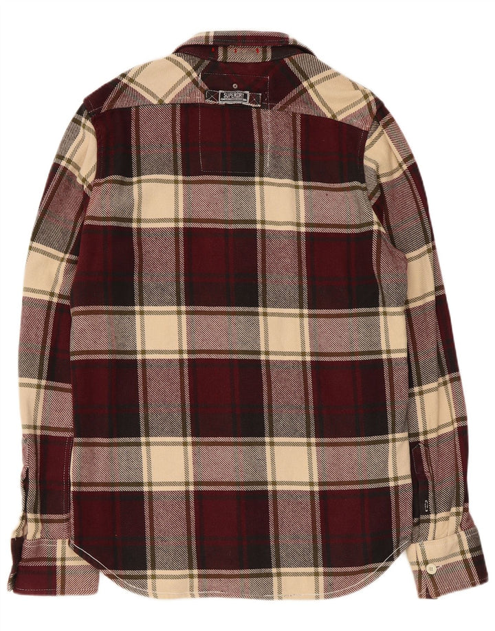 Superdry Camisa De Franela De Algodón A Cuadros Burdeos Grande Hombre