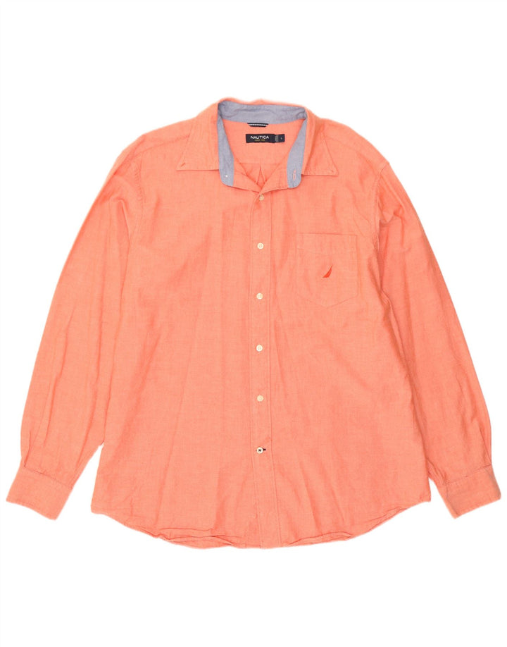 Camisa Nautica Hombre Grande Naranja Algodón