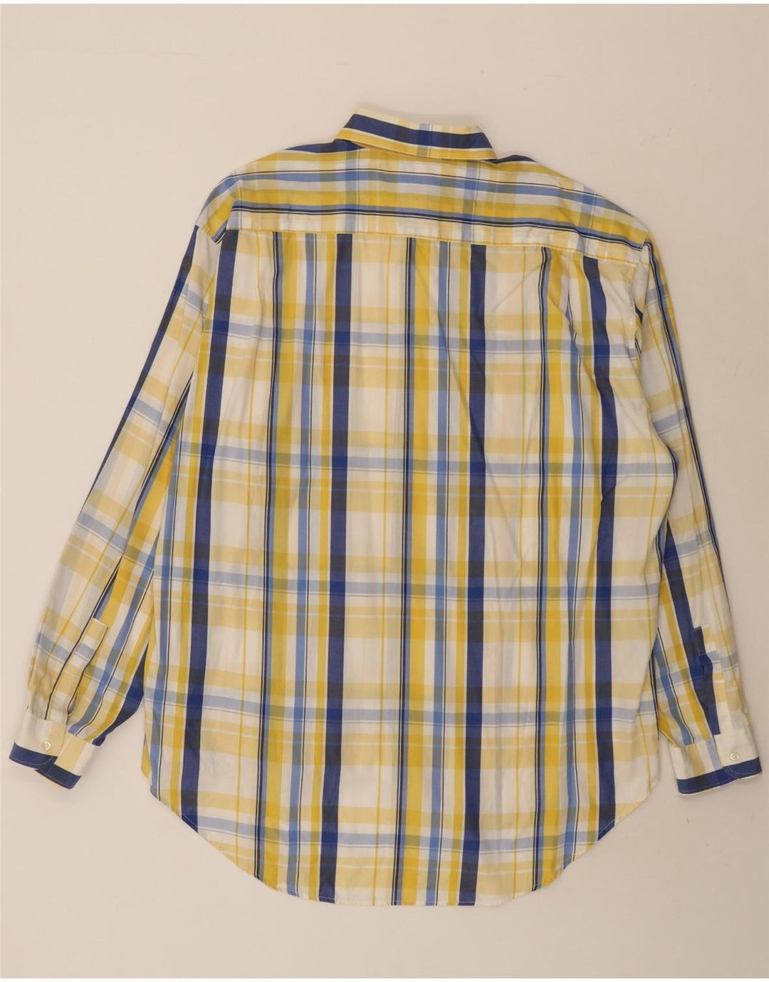 Stefanel Camisa De Hombre Grande A Cuadros Amarillos De Algodón