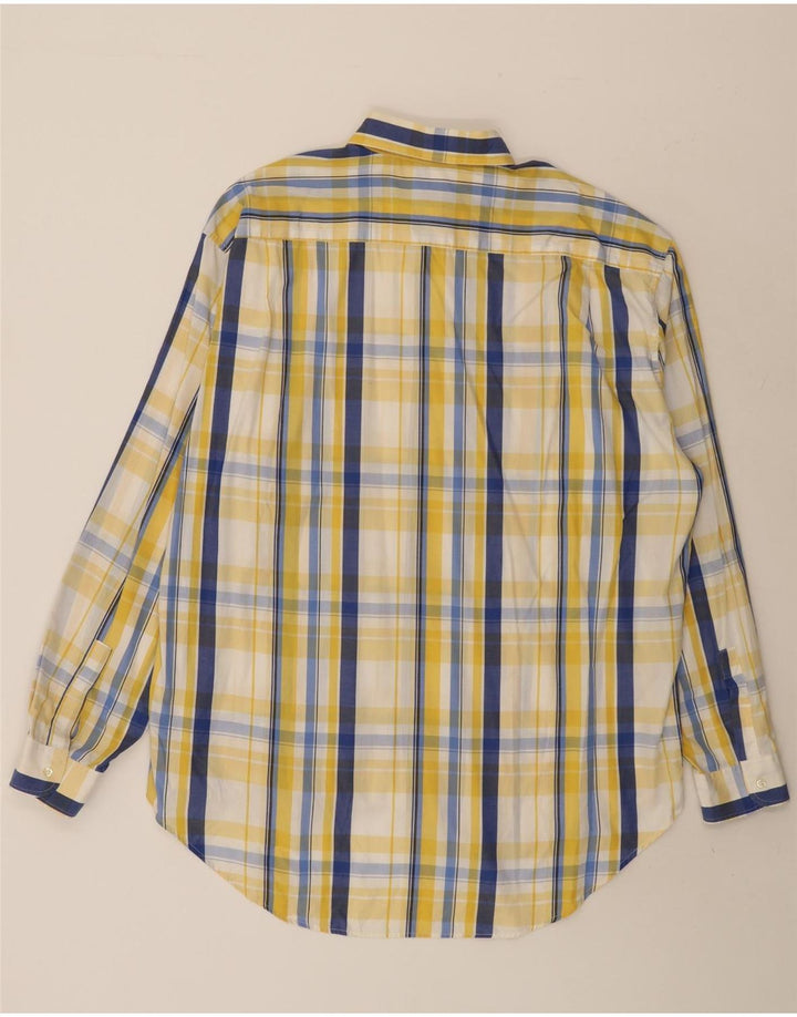 Stefanel Camisa De Hombre Grande A Cuadros Amarillos De Algodón