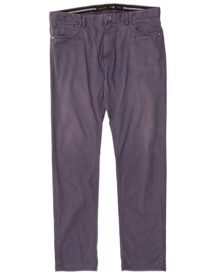 MASSIMO DUTTI Pantalones casuales para hombre EU 44 Large W34 L33 Azul marino manchado