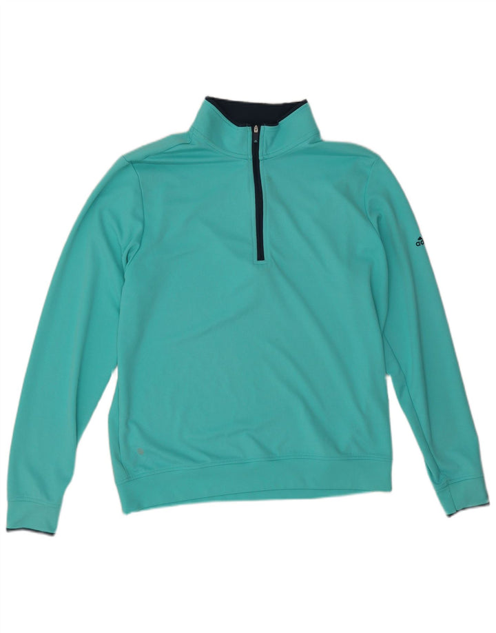Adidas Hombre Zip Neck Jersey Chándal Top Medio Turquesa Poliéster